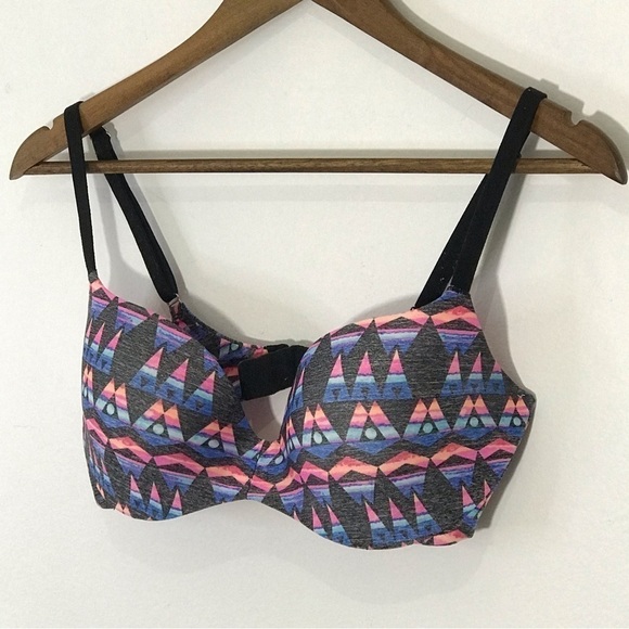 Victoria Secret Pink Pastel Color Pallet Aztec Print Light Life Bra size 34D - Picture 5 of 10